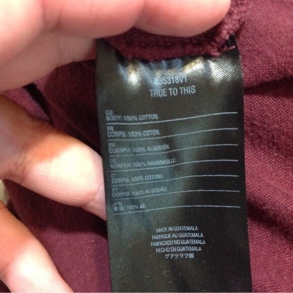 VOLCOM Size Medium 100% Cotton Maroon Oversized Crop Top Short Sleeve Crewneck - Picture 6 of 9